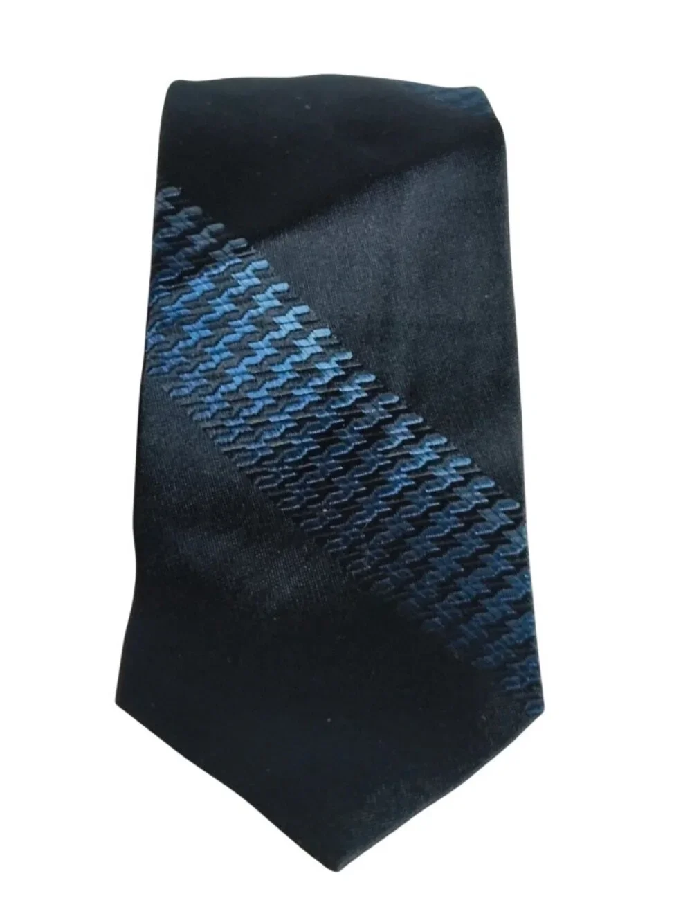 VTG RARE Perkins Timerlake Men Silk Navy Tie Blue Houndstooth Pattern Classic